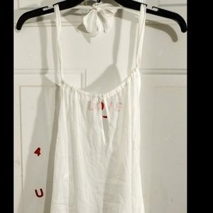 Tex by Max Azria Womens White Backless Sheer Top